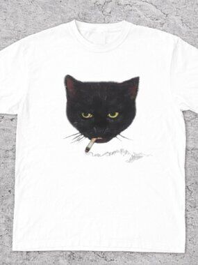 Black Cat Smoking Tshirt